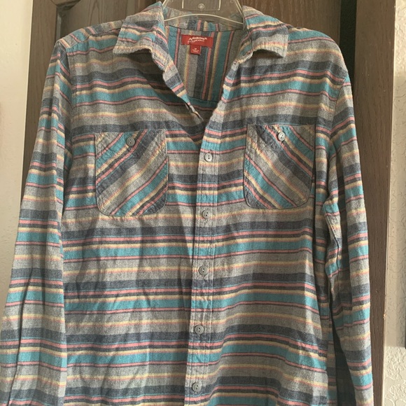 EUC Arizona Jean Women's Striped Long Sleeve Button Down size Medium - Picture 1 of 4